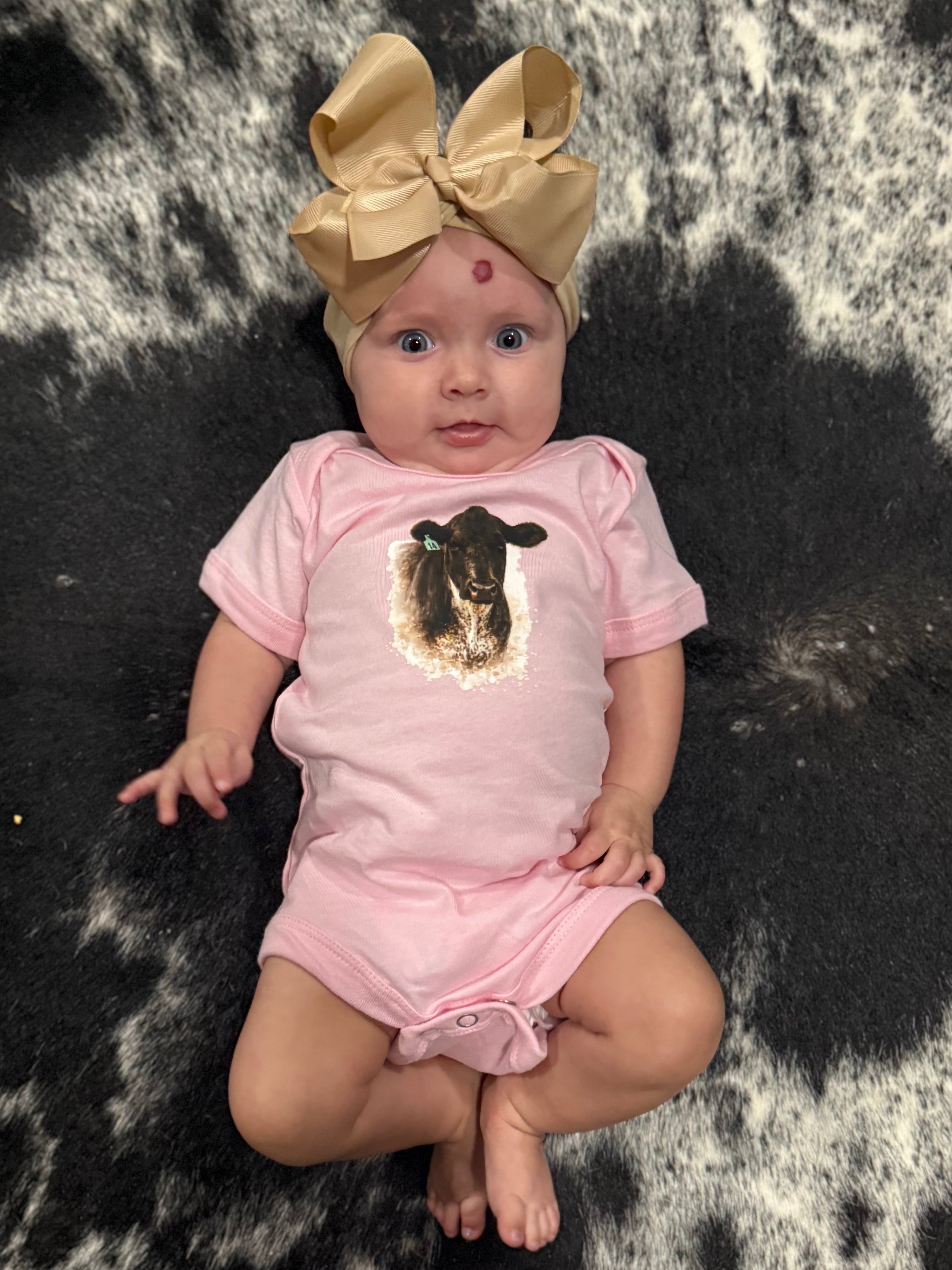 Ear Tag No.14 Baby Bodysuit-Pink