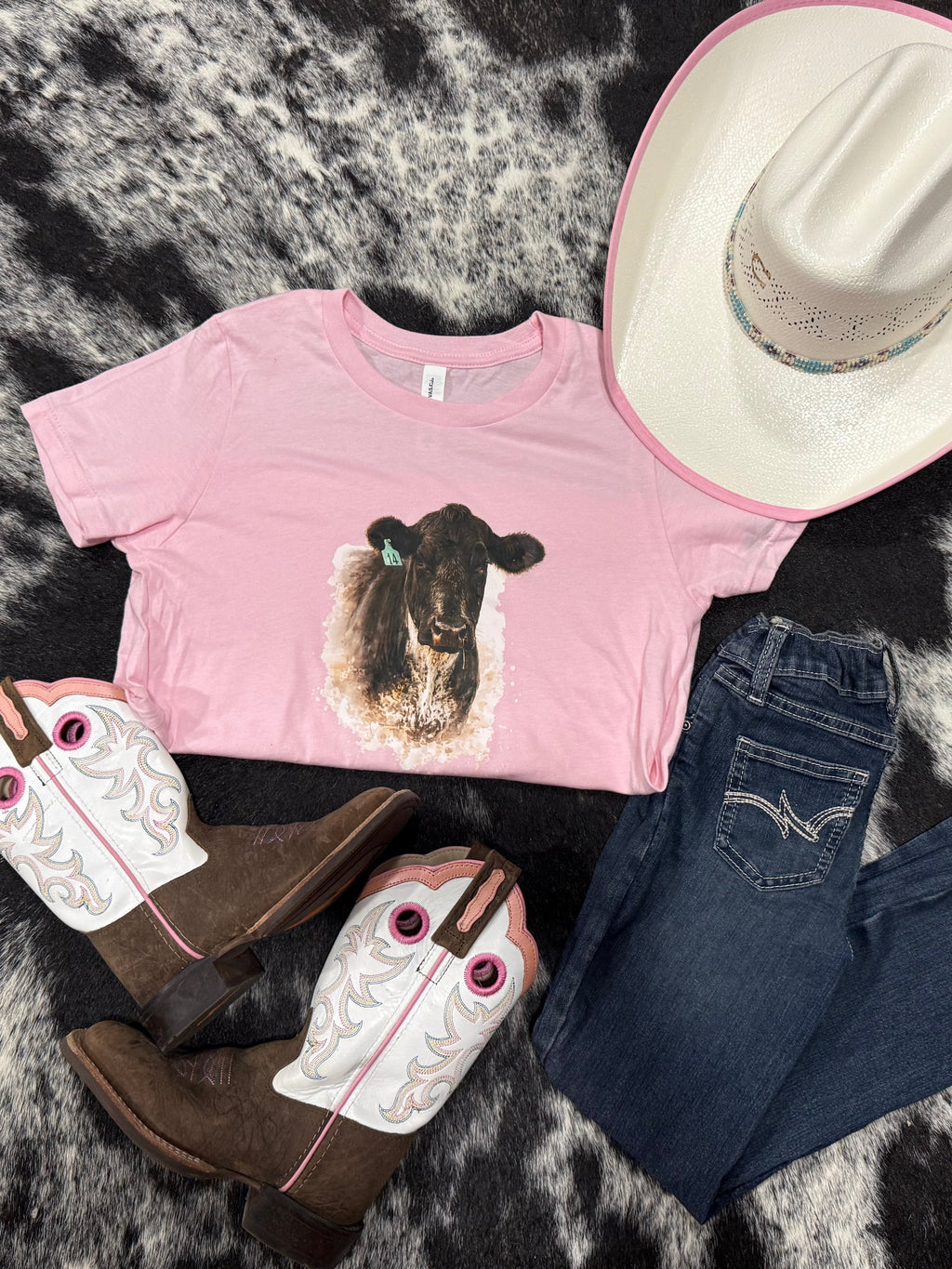Ear Tag No.14 Big Kid Tee-Pink