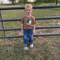 Finn the Longhorn Toddler Tee on Vintage Coyote Brown