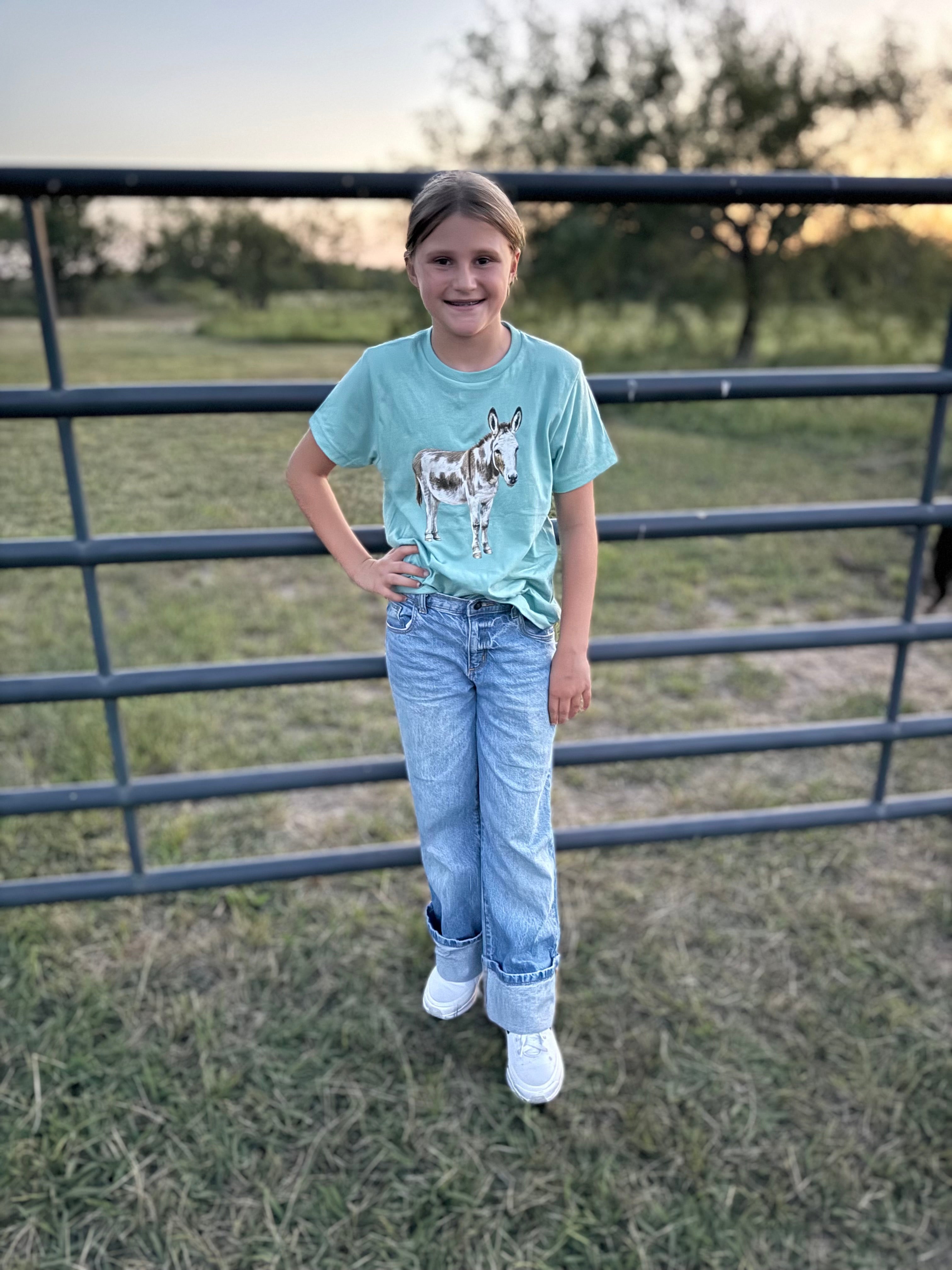 Waylon the Donkey Big Kid Tee on Saltwater