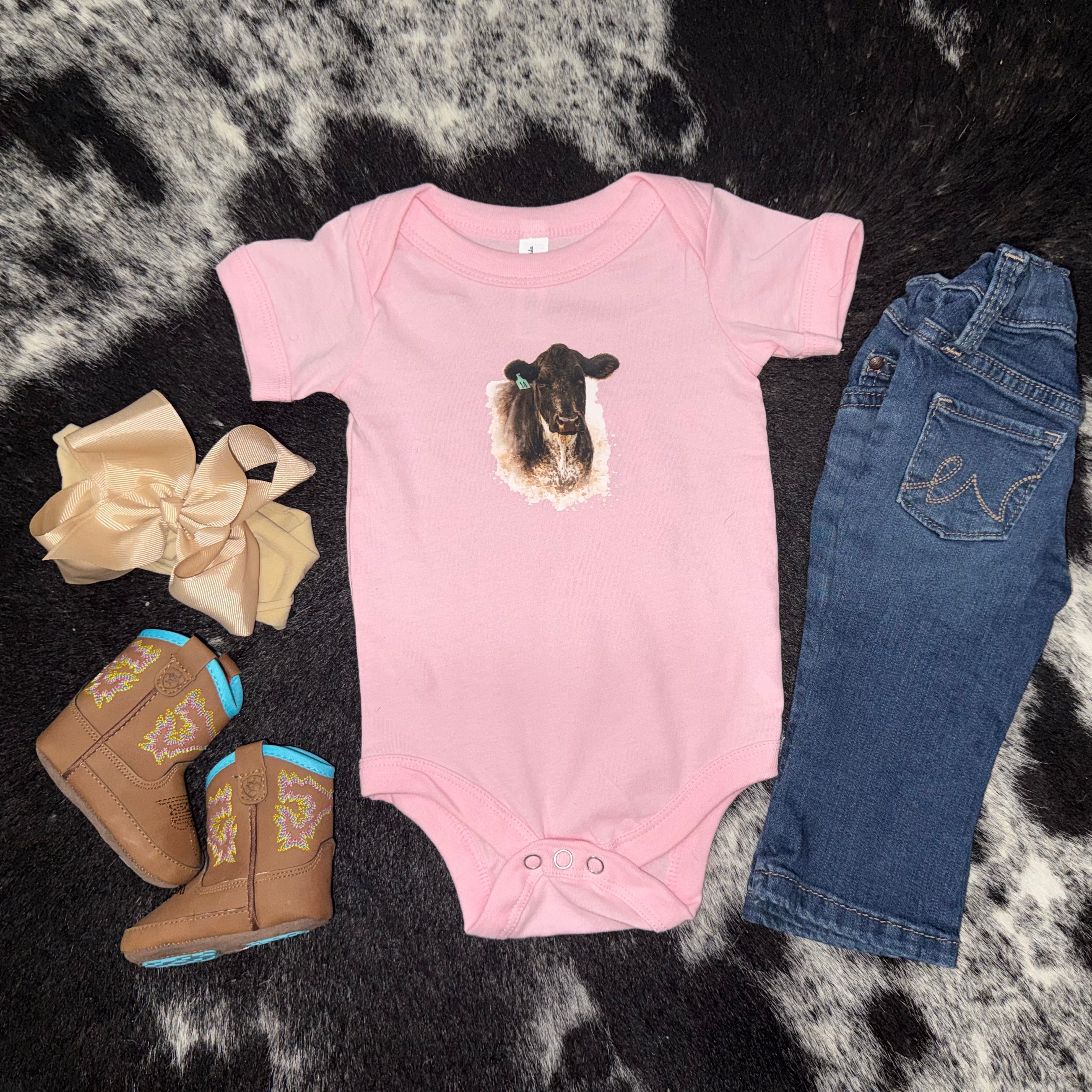 Ear Tag No.14 Baby Bodysuit-Pink