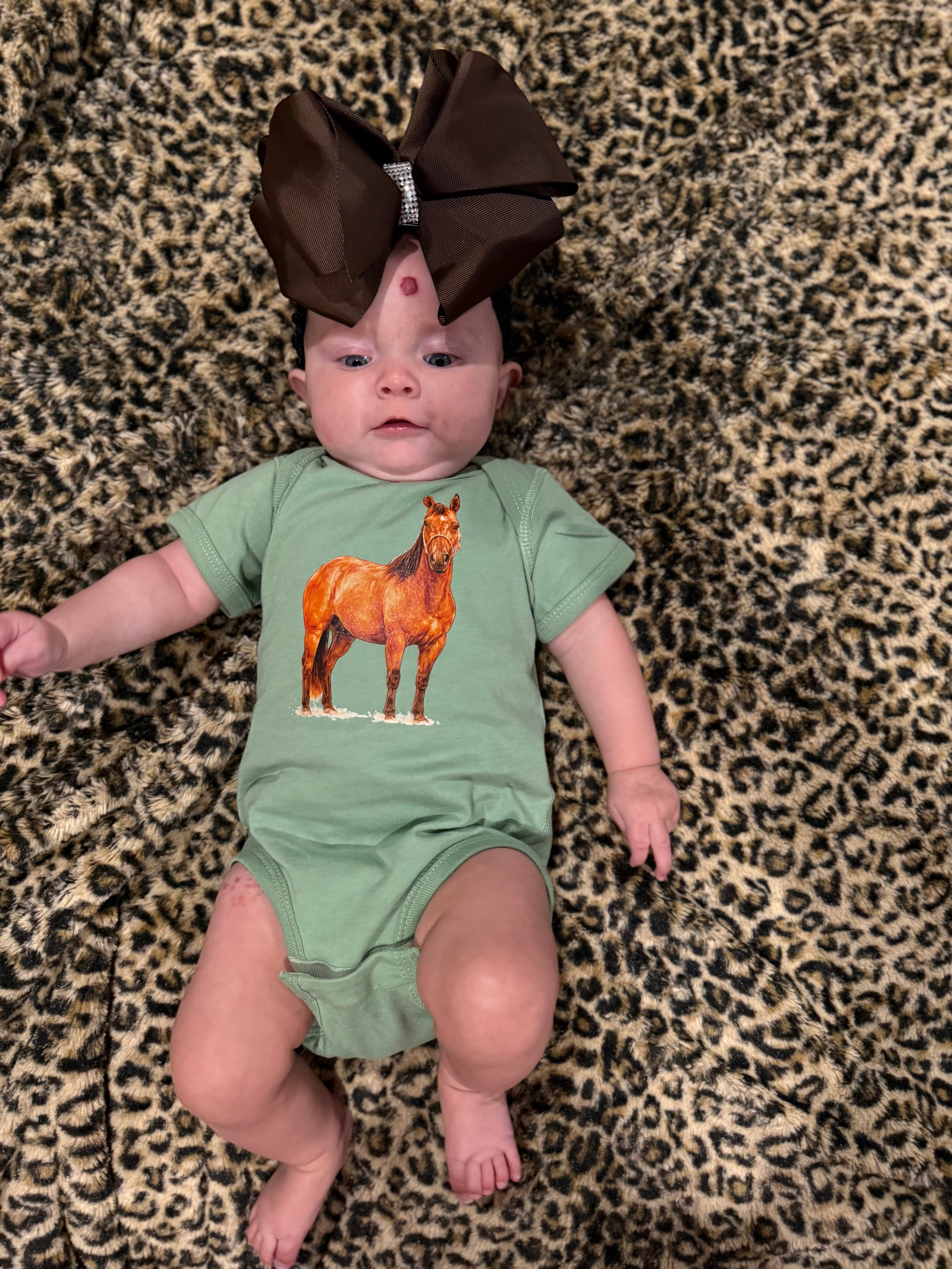 Ranch Horse Baby Bodysuit on Sage