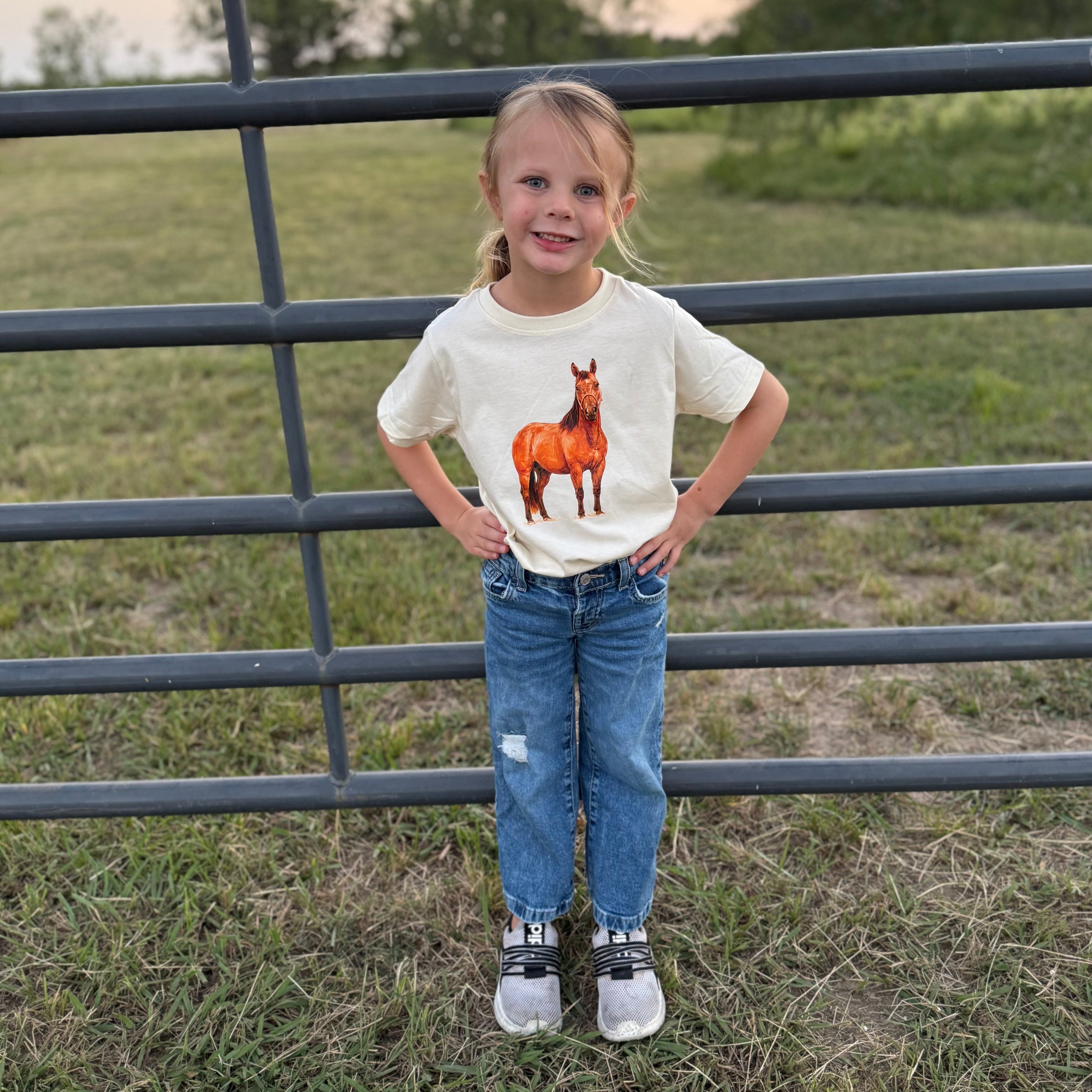 Ranch Horse Toddler Tee on Natural