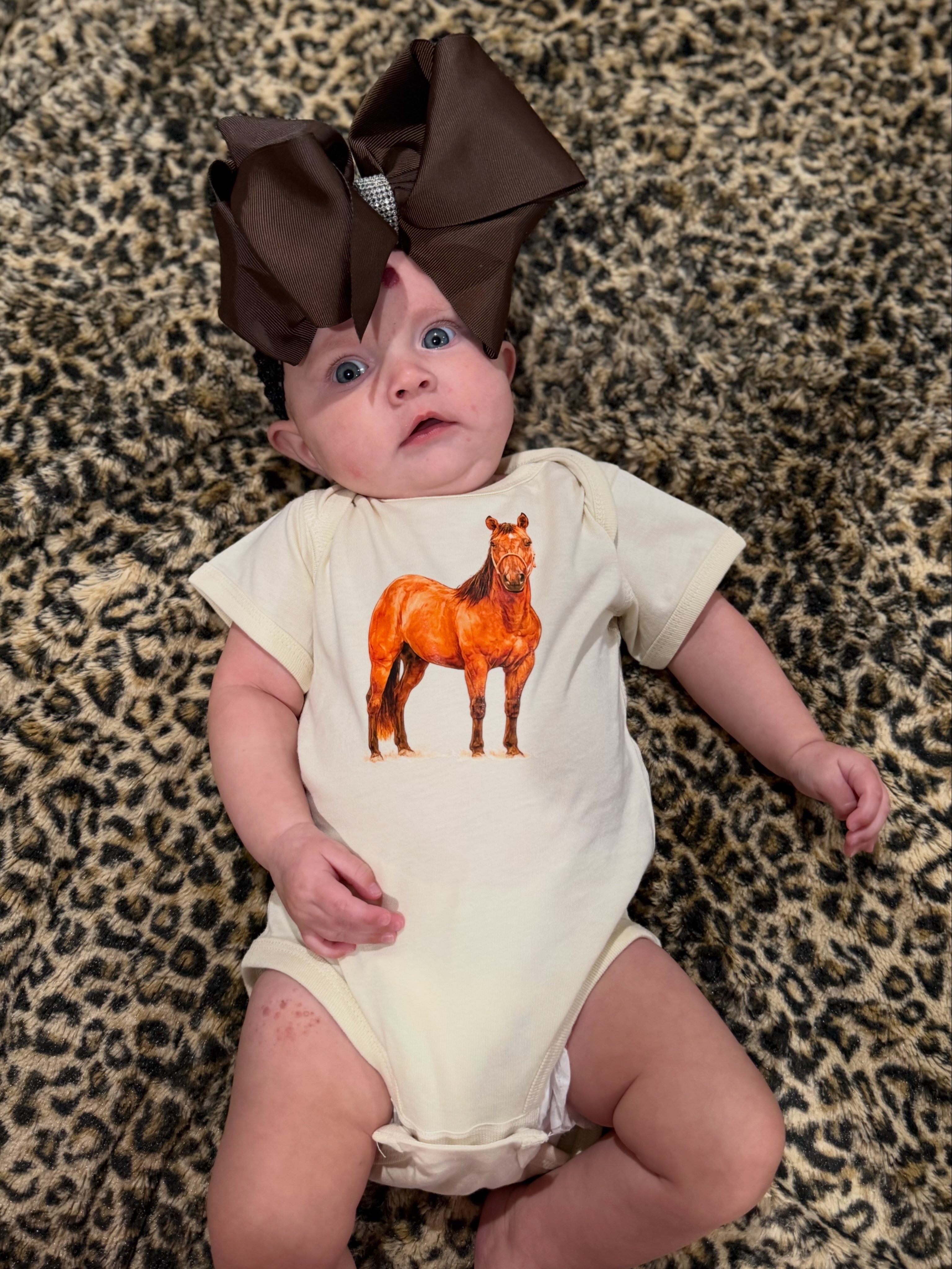 Ranch Horse Baby Bodysuit on Natural