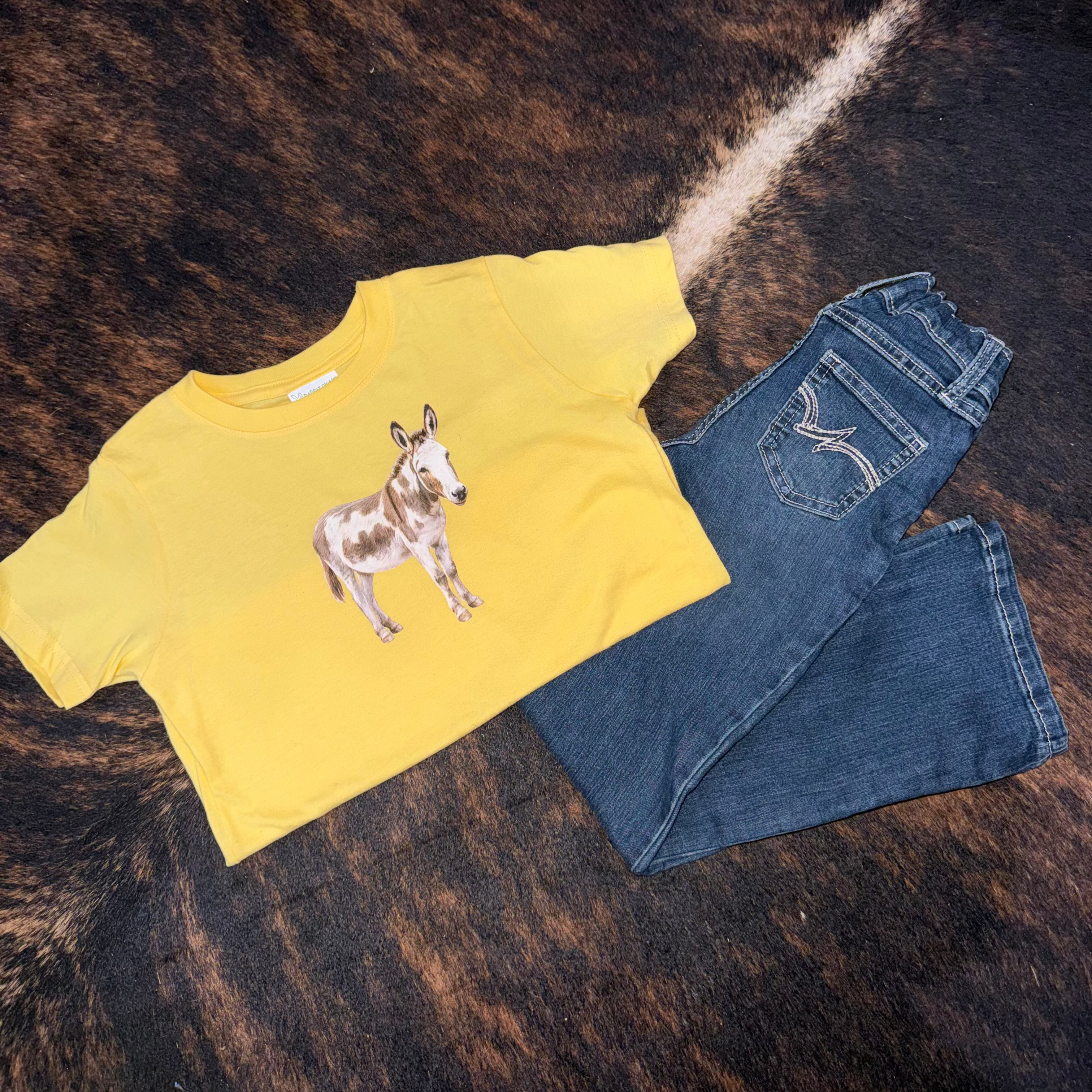 Waylon the Donkey Big Kid Tee on Butter