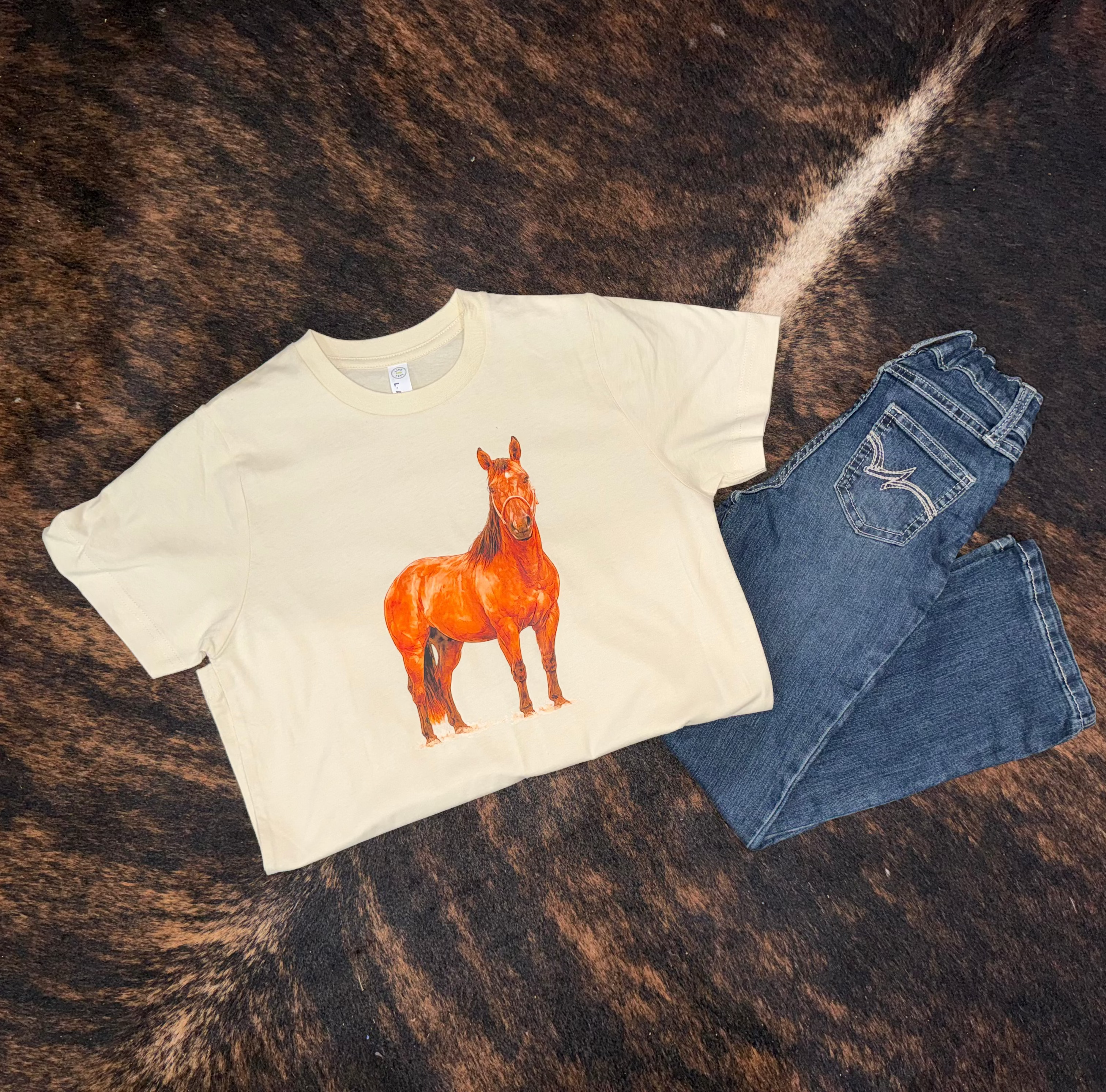 Ranch Horse Toddler Tee on Natural