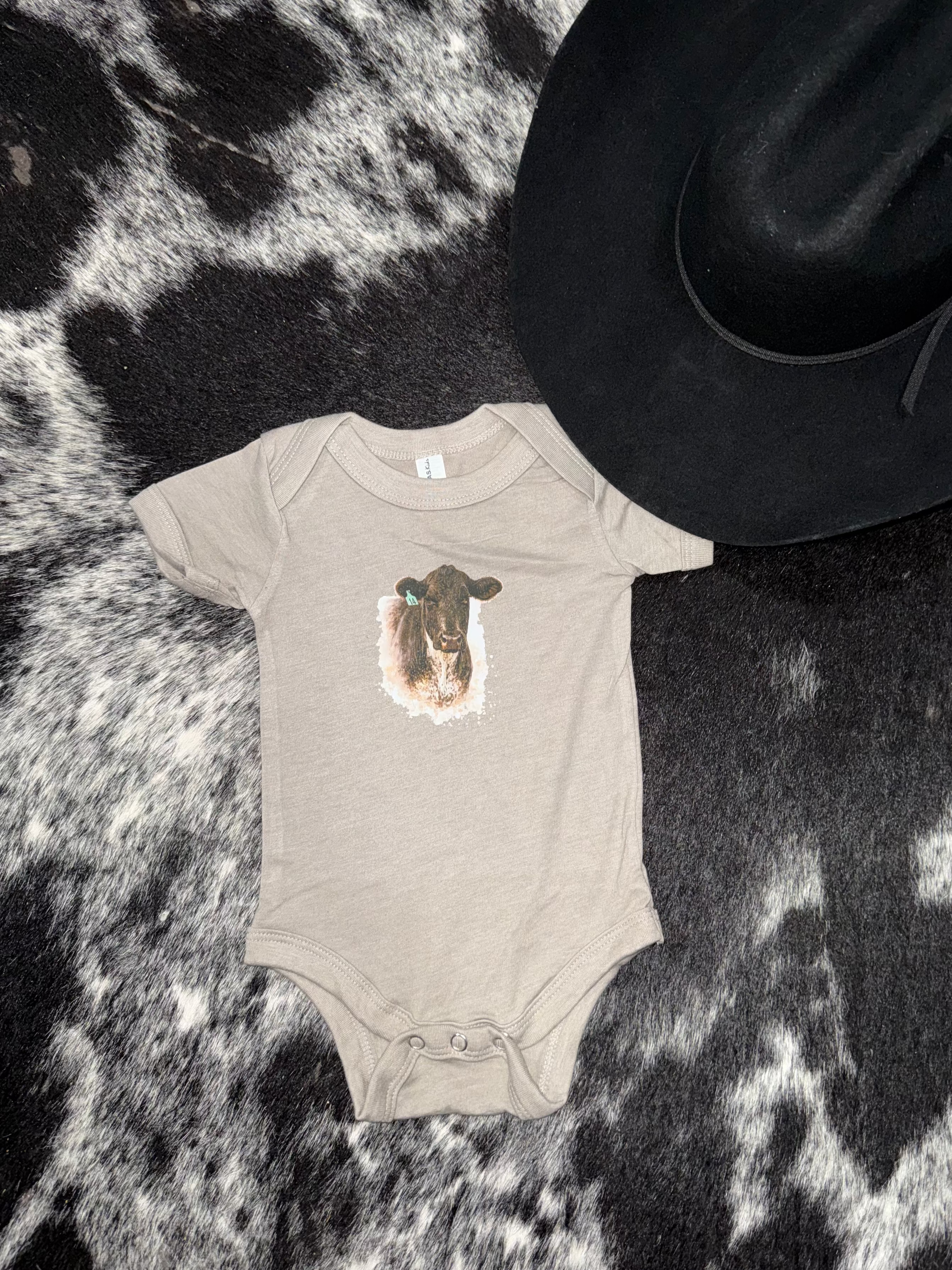 Ear Tag No.14 Baby Bodysuit-Stone