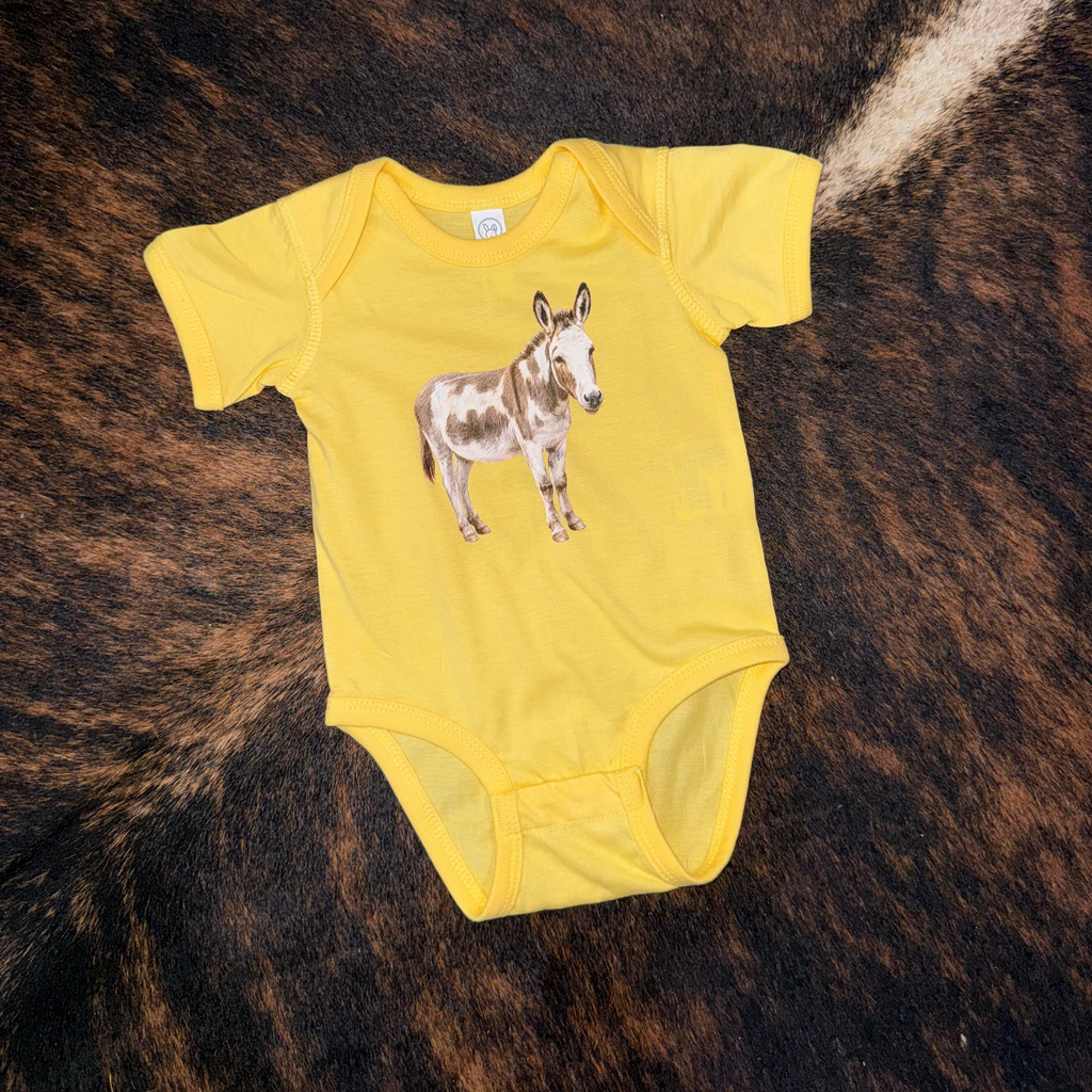 Waylon the Donkey Baby Bodysuit on Butter
