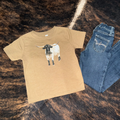 Finn the Longhorn Big Kid Tee on Vintage Coyote Brown