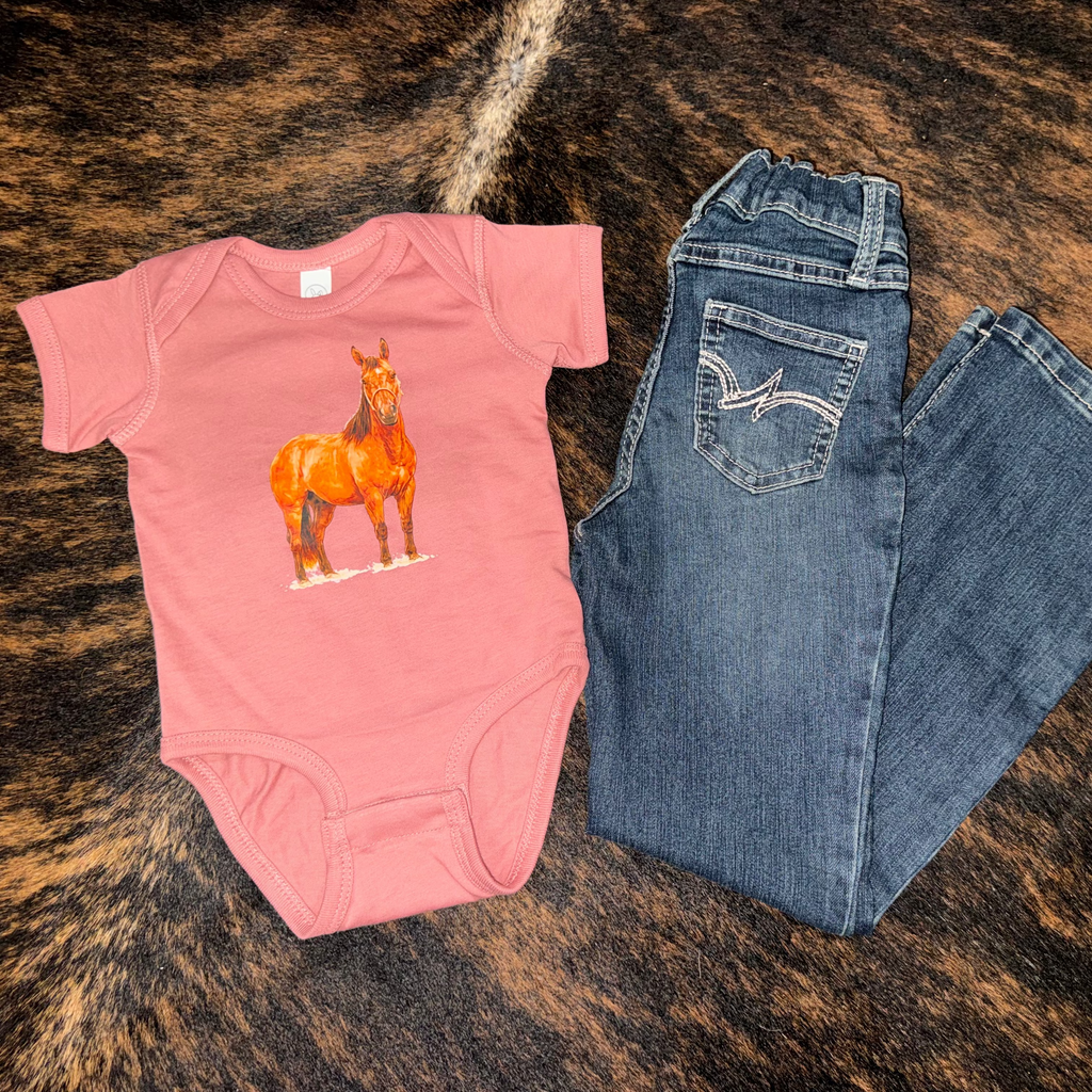 Ranch Horse Baby Bodysuit in Mauvelous